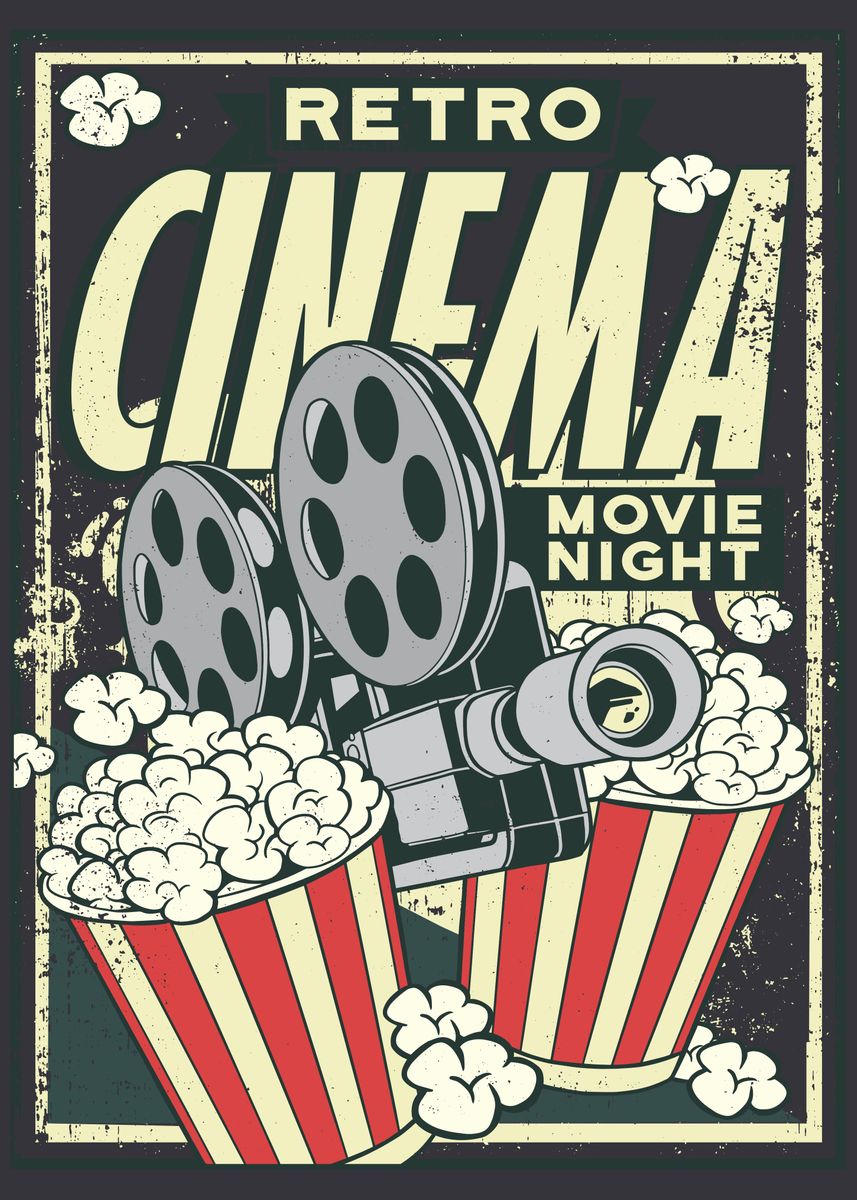 'Retro cinema ' Poster, picture, metal print, paint by Simon Darren ...