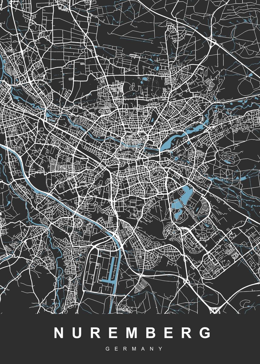 'NUREMBERG Map GERMANY' Poster By UrbanMaps | Displate