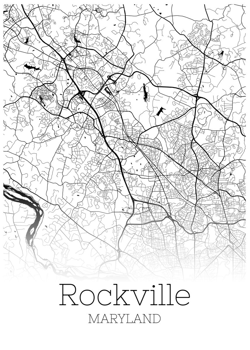 'Rockville Maryland map' Poster by RelDesign | Displate