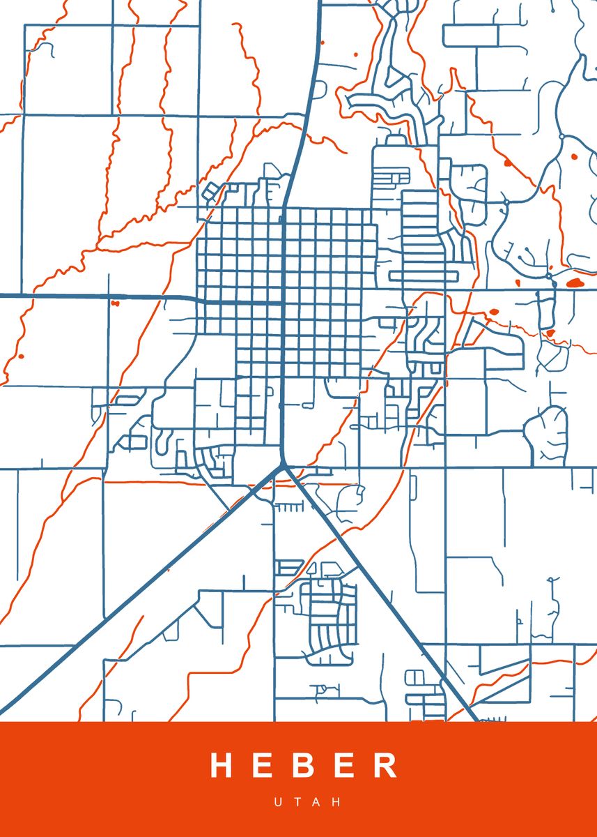 'HEBER Map UTAH USA' Poster, picture, metal print, paint by UrbanMaps ...