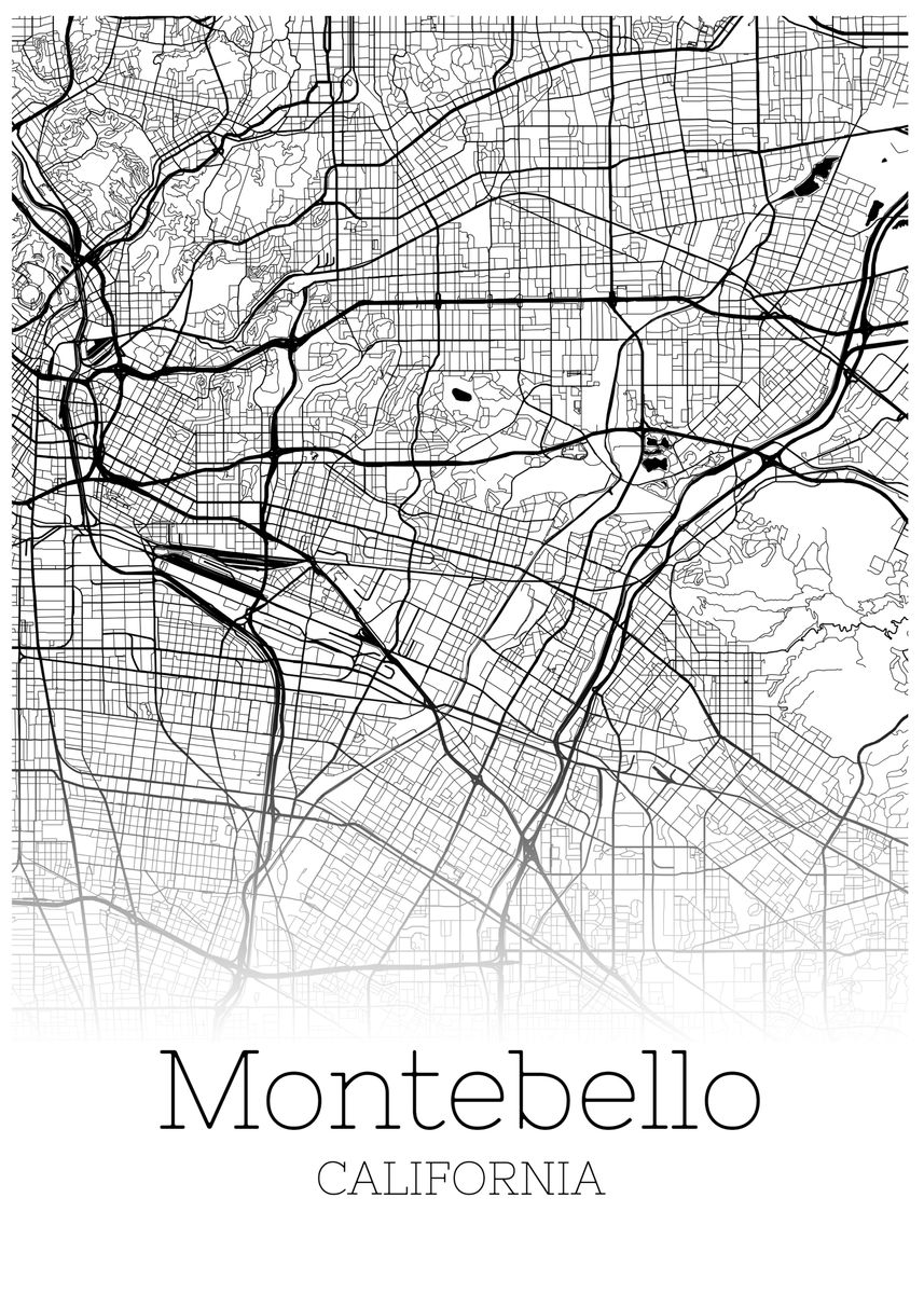 Montebello California Map Poster By RelDesign Displate   845079eb61f3298b52a93783a2342bfc 93623cbad2342aeb665a01bddf632633 