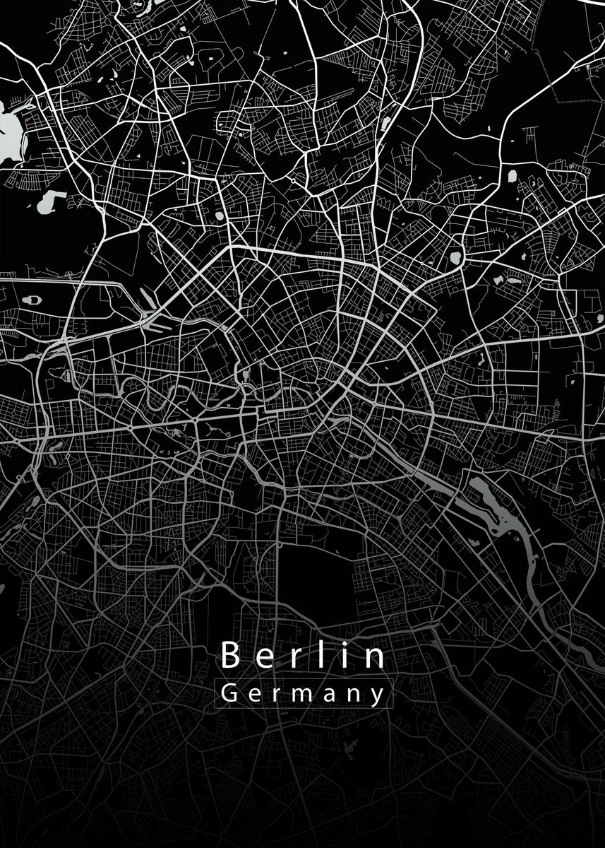 'Berlin City Map' Poster, picture, metal print, paint by Mapique | Displate