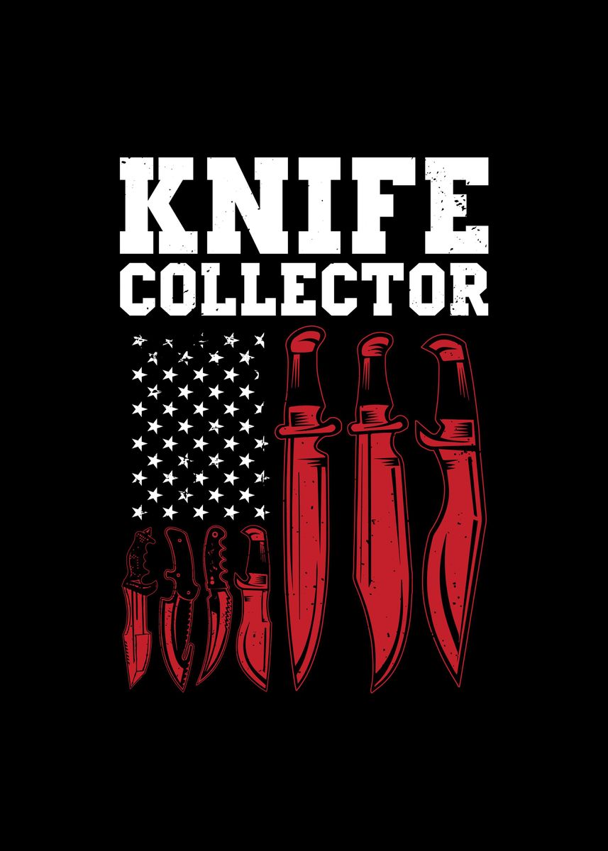 'Knife Collecting USA Gifts' Poster, picture, metal print, paint by TW Design | Displate
