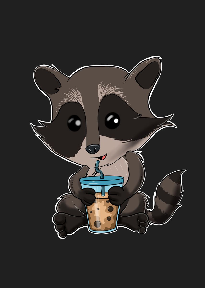 'Bubble Tea Kawaii Raccoon' Poster by MaximusDesigns | Displate