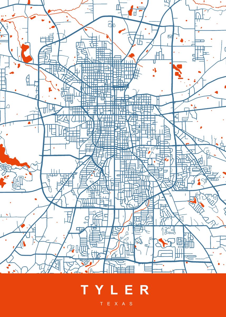 'TYLER Map TEXAS USA' Poster by UrbanMaps | Displate