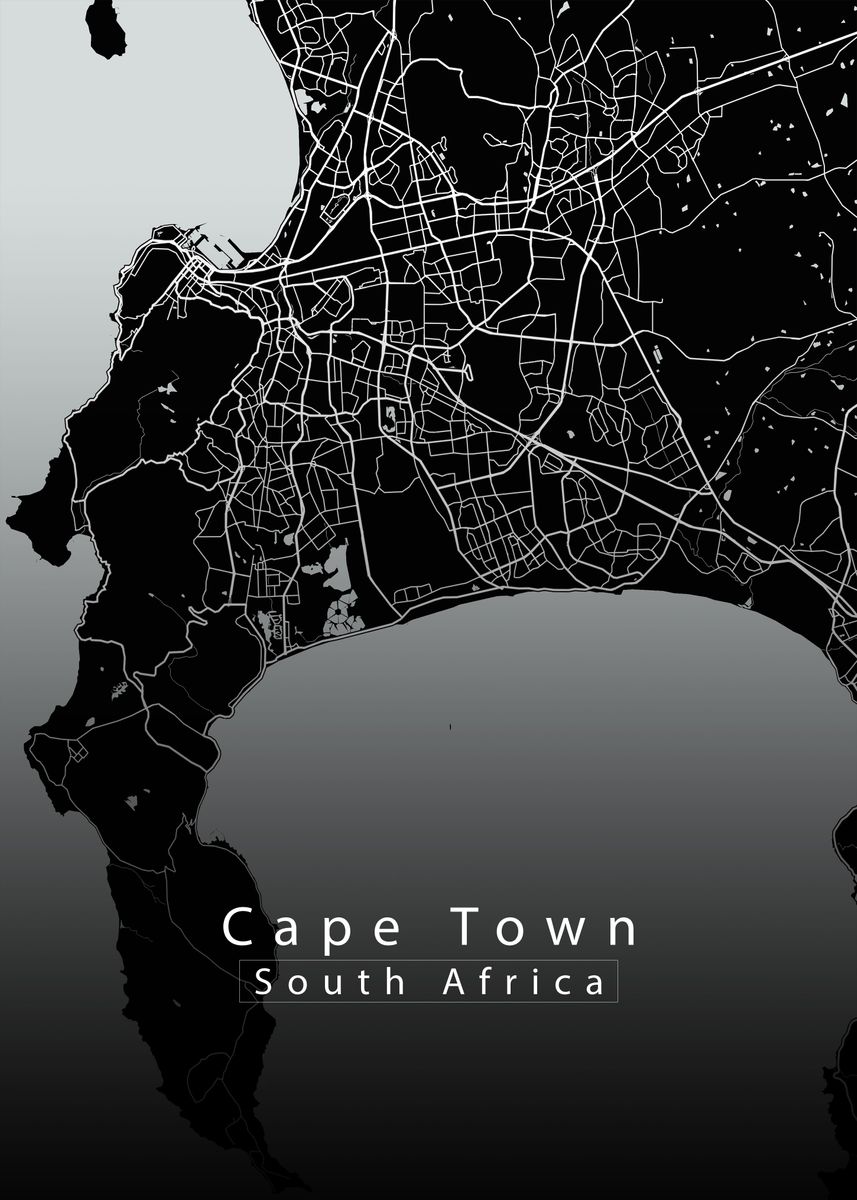 'Cape Town City Map' Poster, picture, metal print, paint by Mapique ...