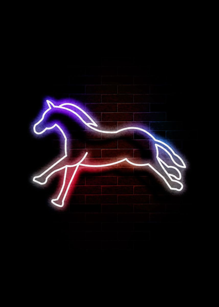 'neon horse' Poster by Izmo Scribbles | Displate