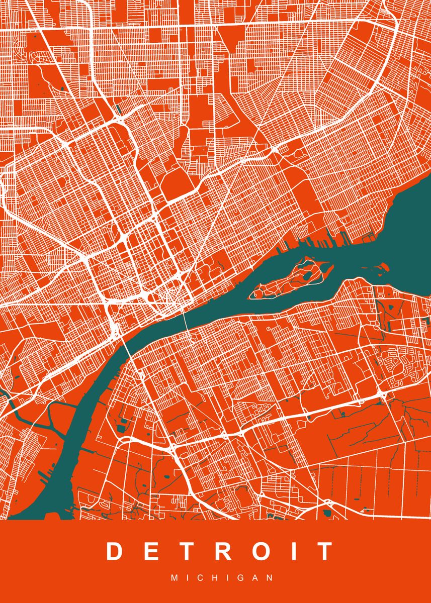 DETROIT Map MICHIGAN USA Poster By UrbanMaps Displate C5e43279b6433c03620f05df03585f74 B33afde323ae35a7c867ee534a602b48 