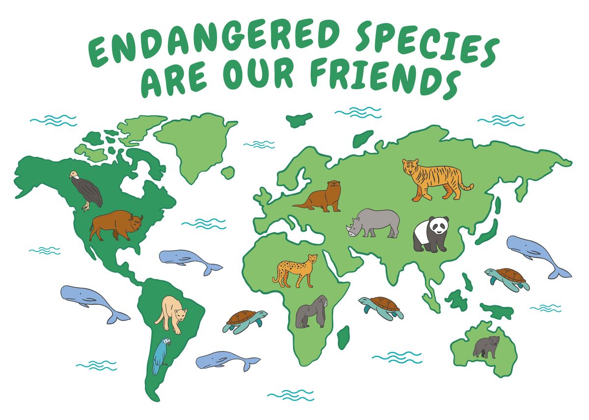 'Endangered species map' Poster by Simon Darren Displate