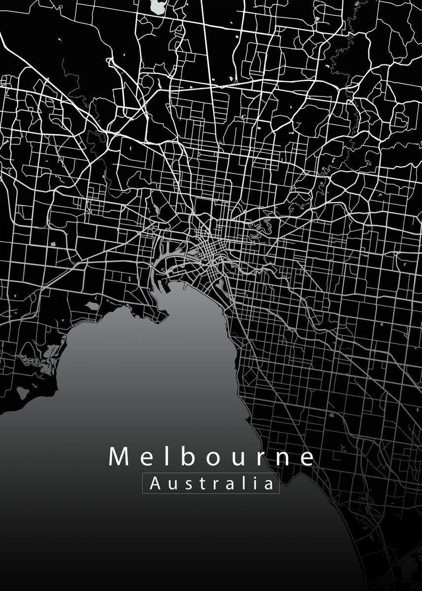 'Melbourne City Map' Poster, picture, metal print, paint by Mapique ...