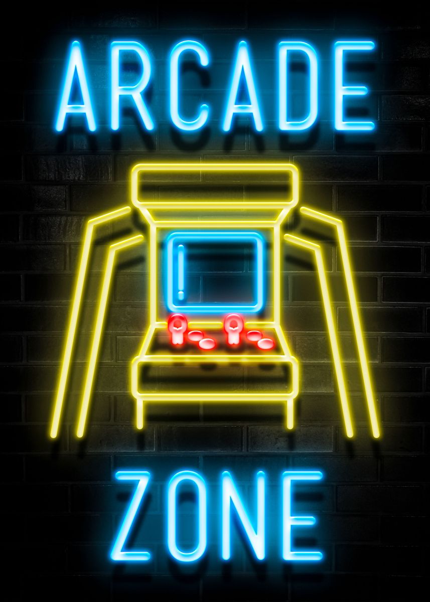 'ARCADE ZONE' Poster, picture, metal print, paint by Reflection Quotes