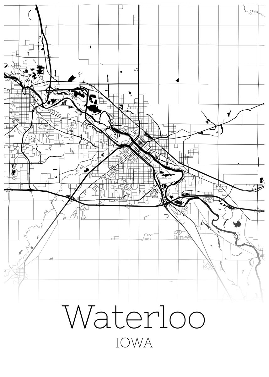 'Waterloo Iowa map' Poster by RelDesign Displate