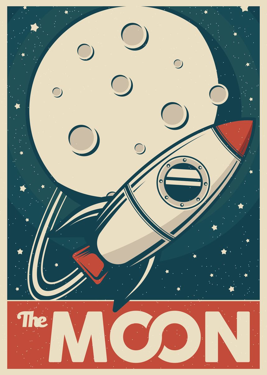 Vintage Moon Sign' Poster, picture, metal print, paint by Gilded