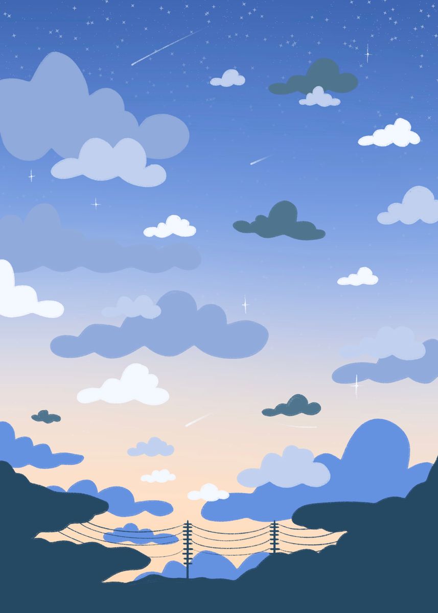 'Blue Night Sky' Poster, picture, metal print, paint by Christina ...