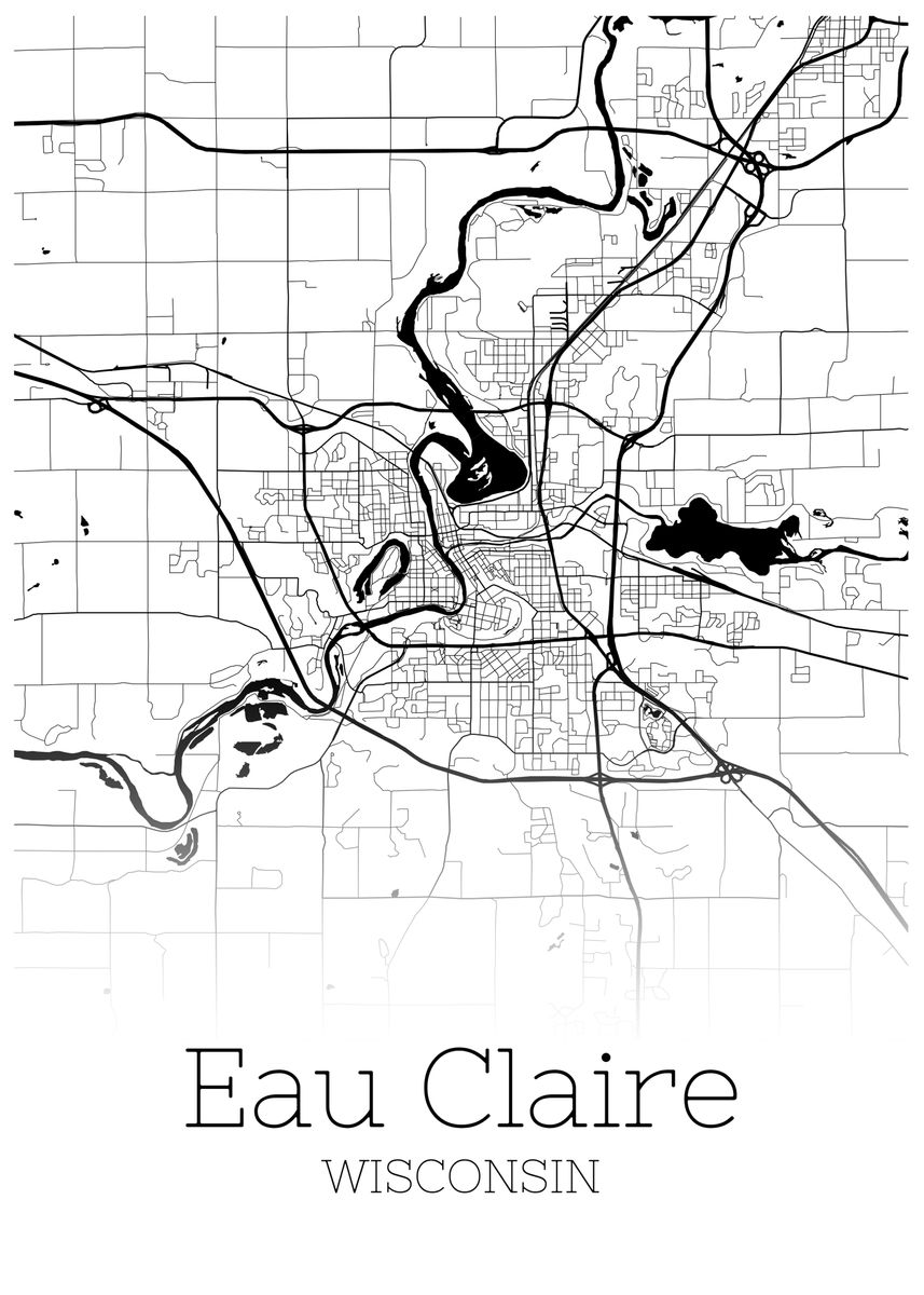 'Eau Claire Wisconsin map' Poster by RelDesign Displate