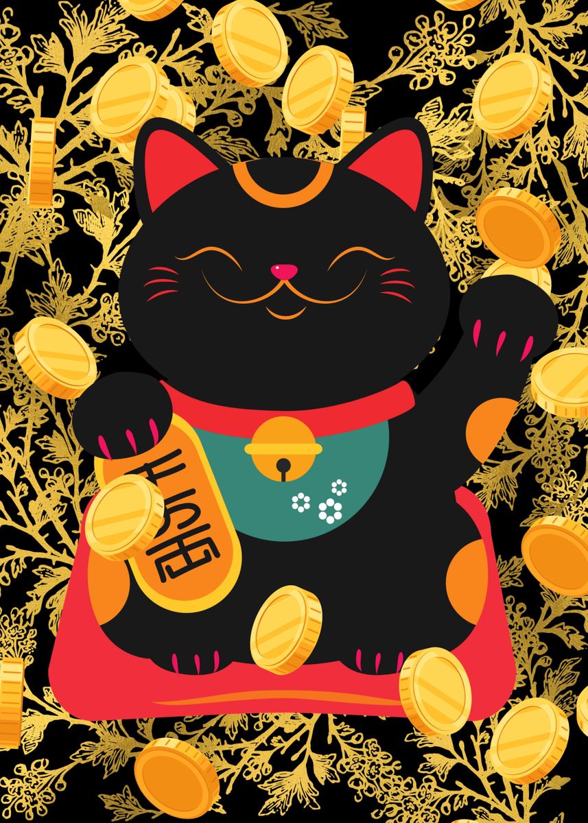 Kawaii Maneki Neko Sushi' Poster, picture, metal print, paint by LeSheer  Displate, Displate