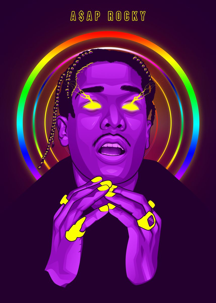 'ASAP Rocky Neon Art' Poster, picture, metal print, paint by Remang ...