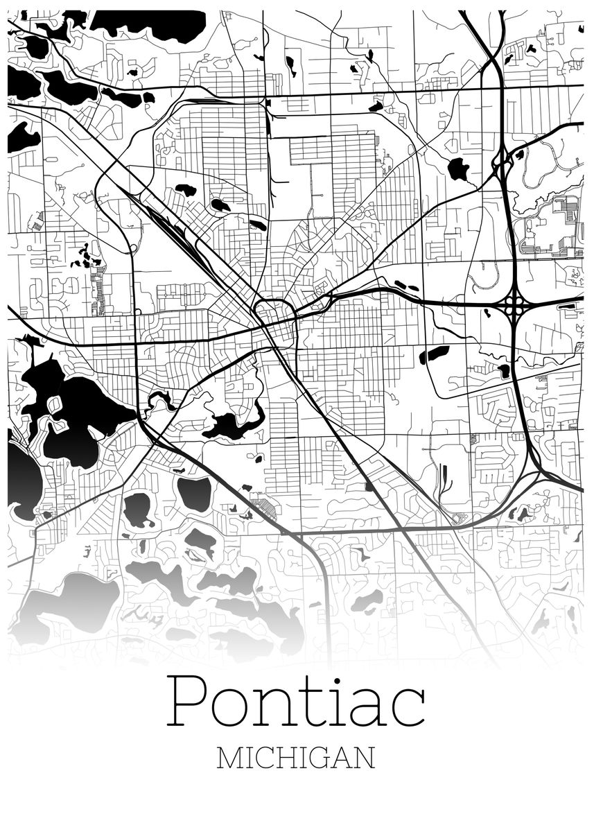 'Pontiac Michigan map' Poster by RelDesign | Displate