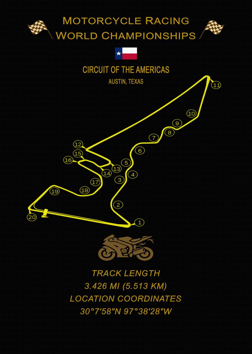 ‘Circuit of the Americas’ Poster, picture, metal print, paint by