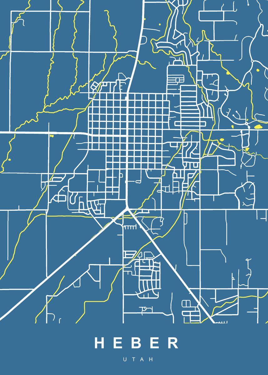 'HEBER Map UTAH USA' Poster by UrbanMaps | Displate