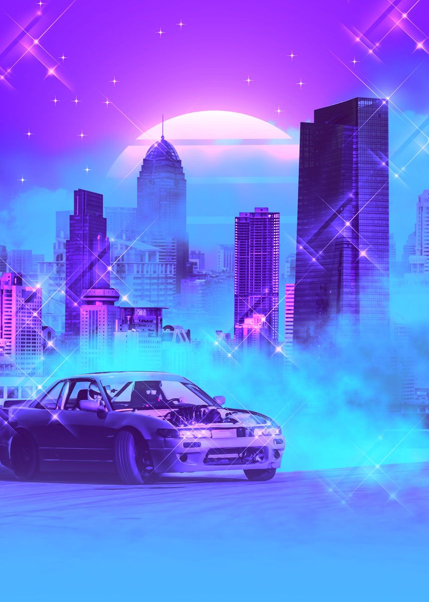'Toyota Supra Synthwave' Poster, picture, metal print, paint by ...