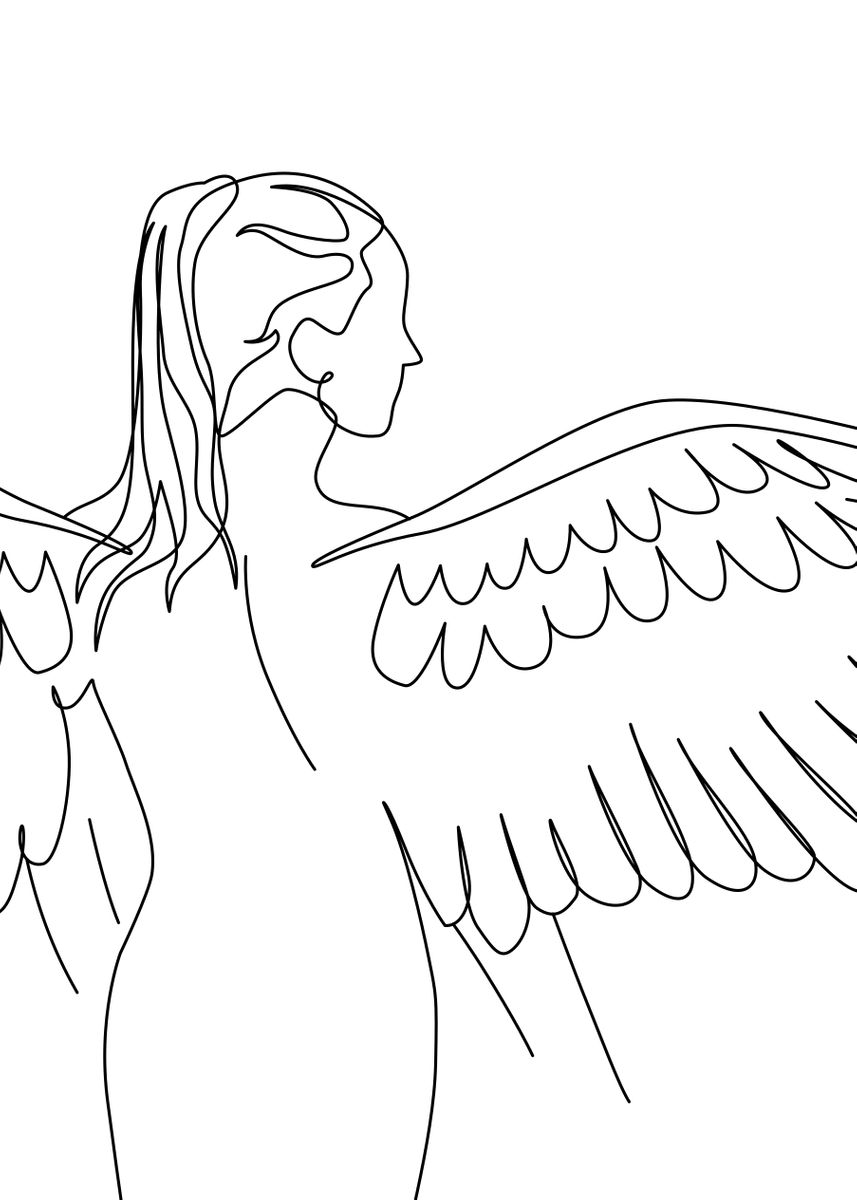 angel line drawing