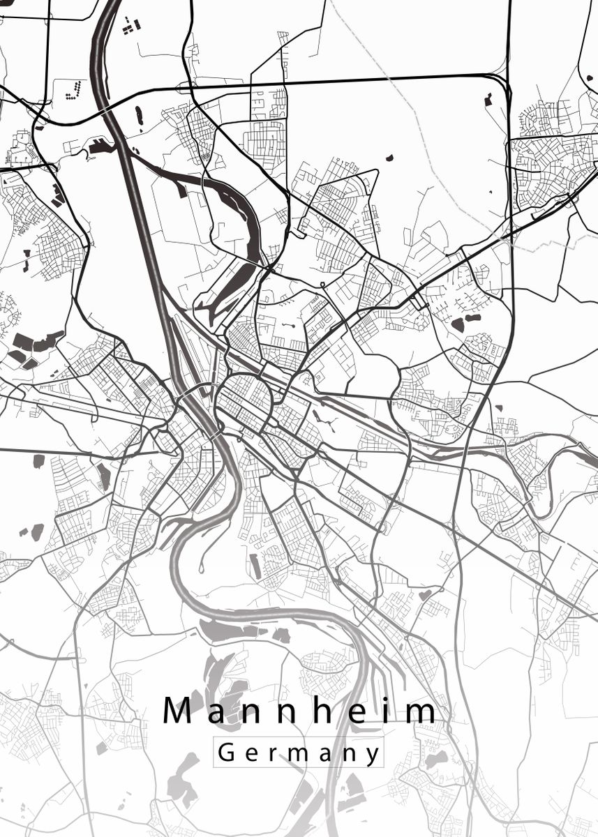 'Mannheim City Map' Poster, picture, metal print, paint by Mapique