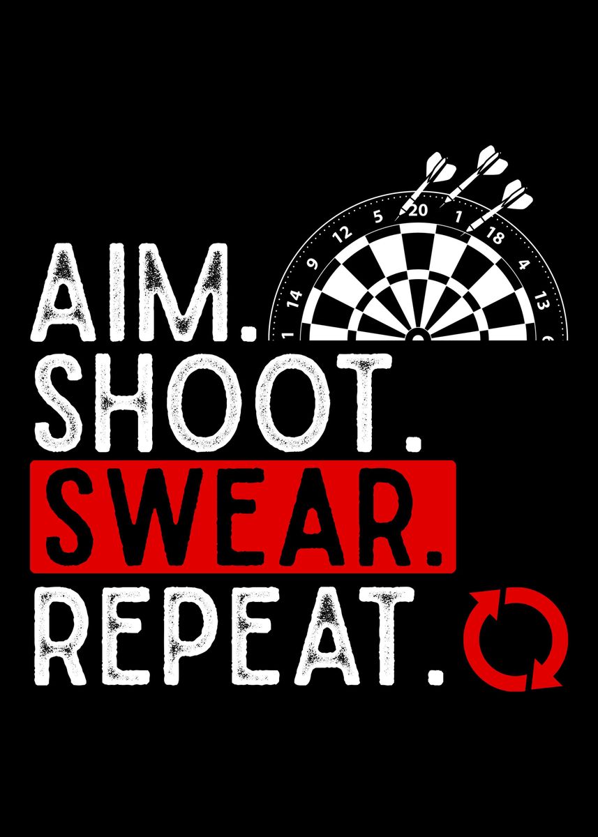 'Darts Problems Dartboard' Poster, picture, metal print, paint by