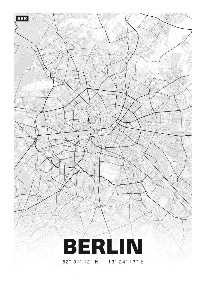 'stadtplan Berlin' Poster, Picture, Metal Print, Paint By Tom 