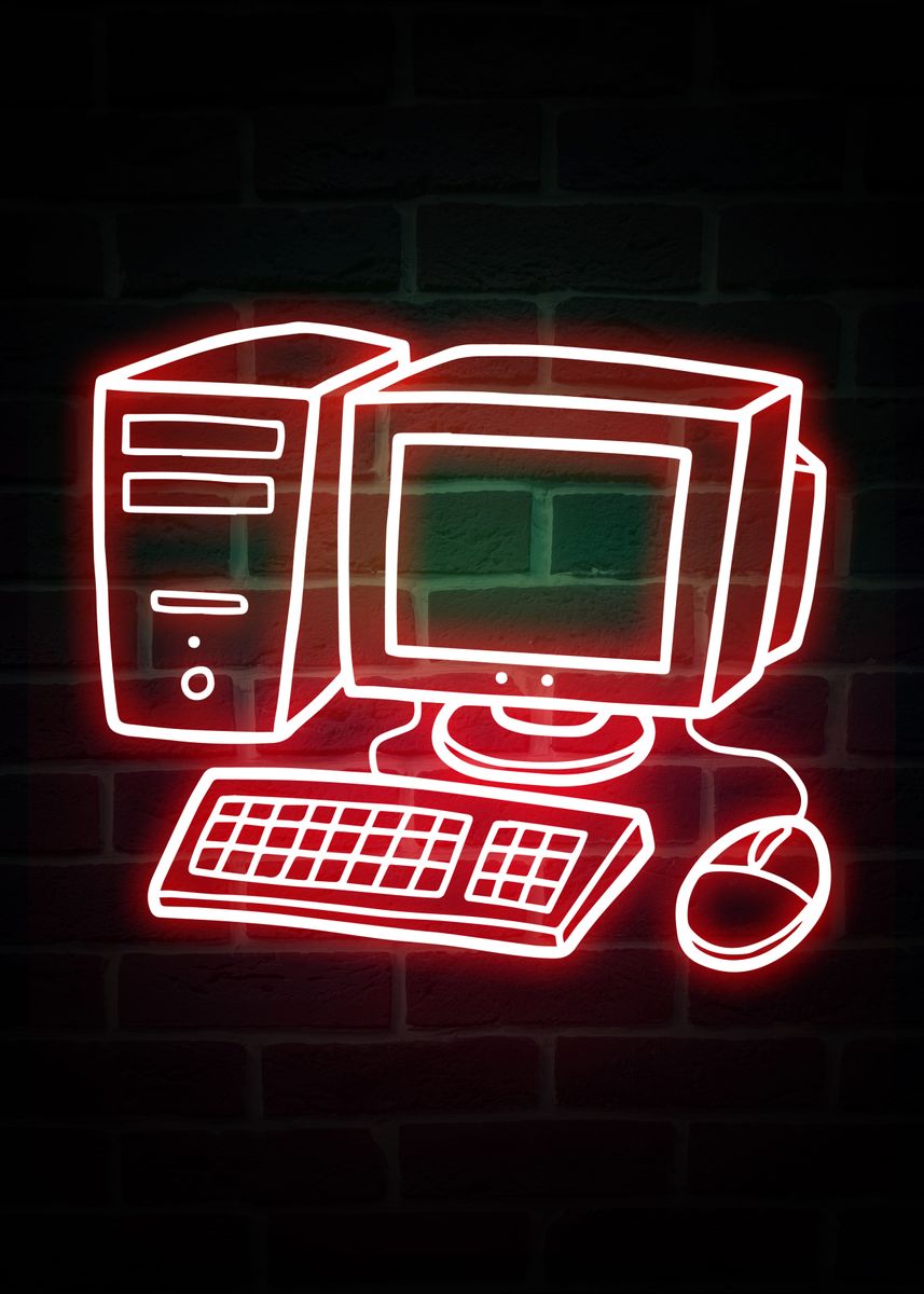'Neon Computer' Poster, picture, metal print, paint by Remang Remang ...