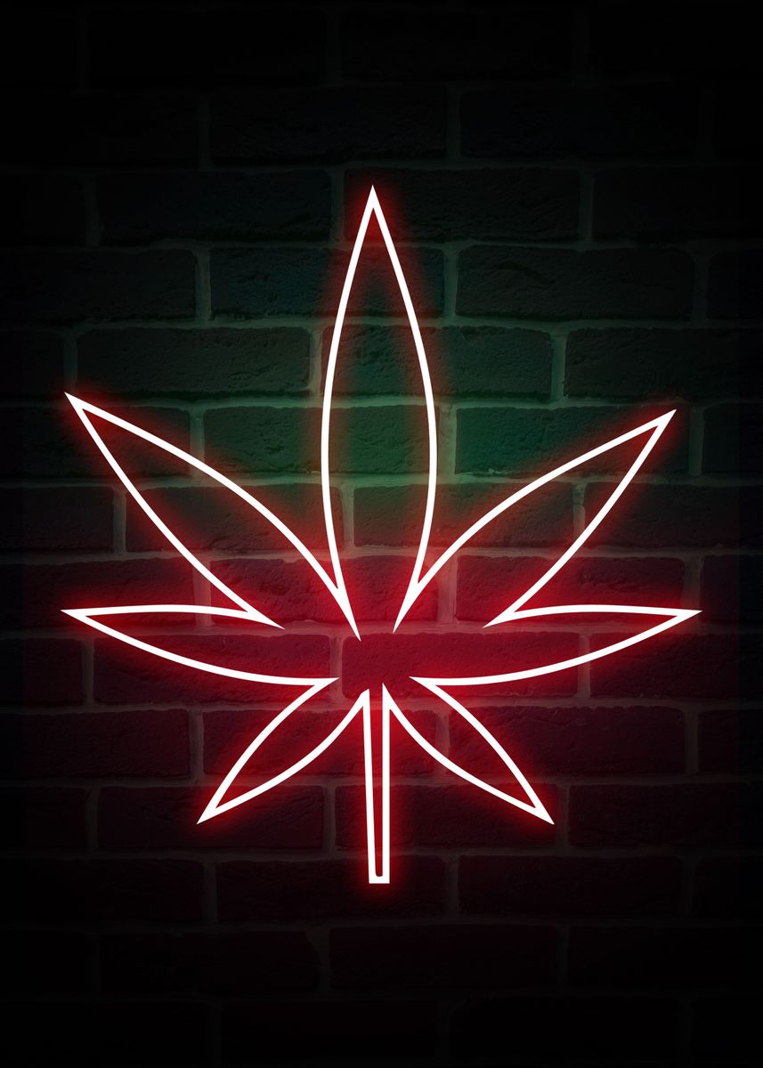 'Cannabis Neon Art' Poster, picture, metal print, paint by Remang ...