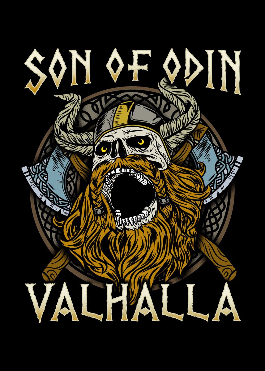 'Son of Odin Valhalla' Poster, picture, metal print, paint by biNutz ...