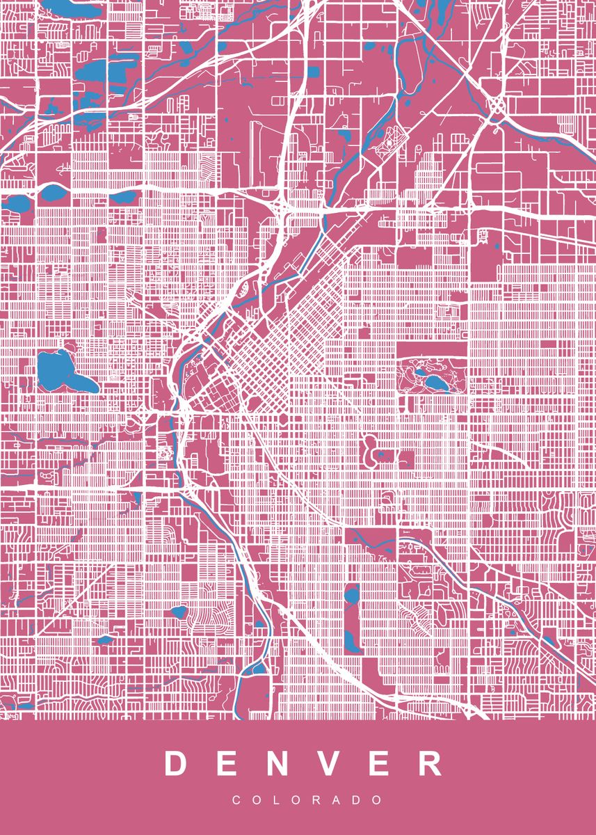 'DENVER Map COLORADO USA' Poster by UrbanMaps Displate