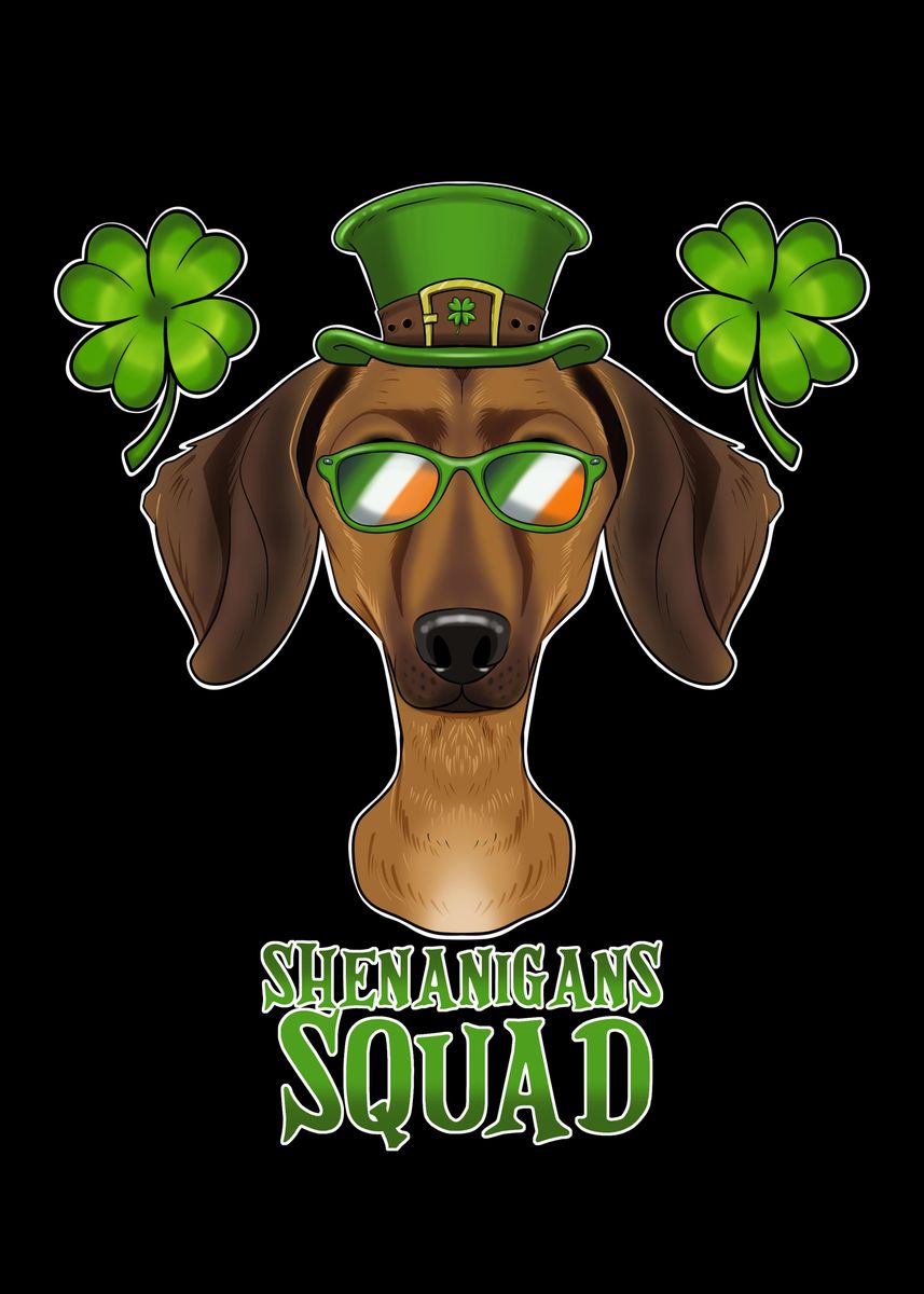  St Patrick's Day Dachshund Dog Shamrock Saint Paddy's