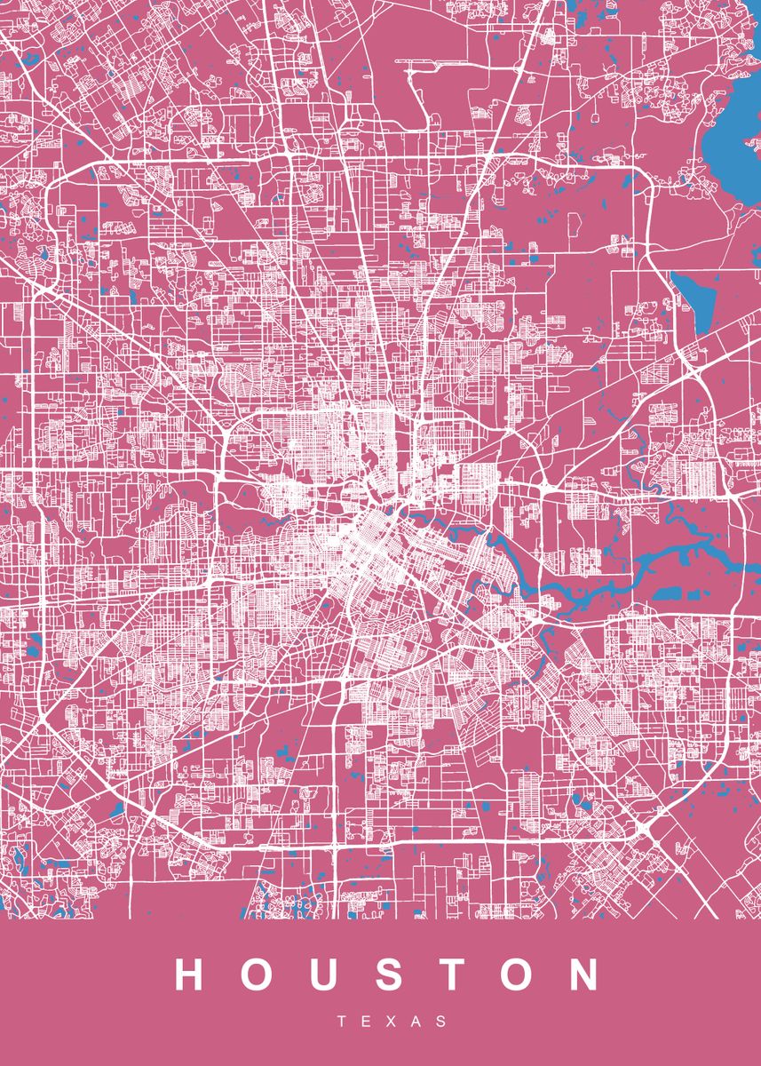 Houston Map Texas Poster By Urbanmaps Displate 9801
