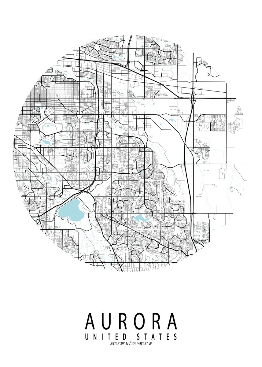 'Aurora City Map Circle' Poster by deMAP Studio Displate