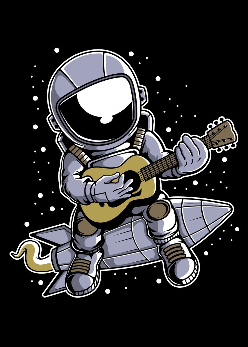 Космонавт с гитарой стикер