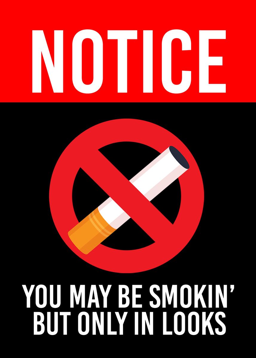 'No Smoking Wall Sign Decor' Poster, picture, metal print, paint by ...