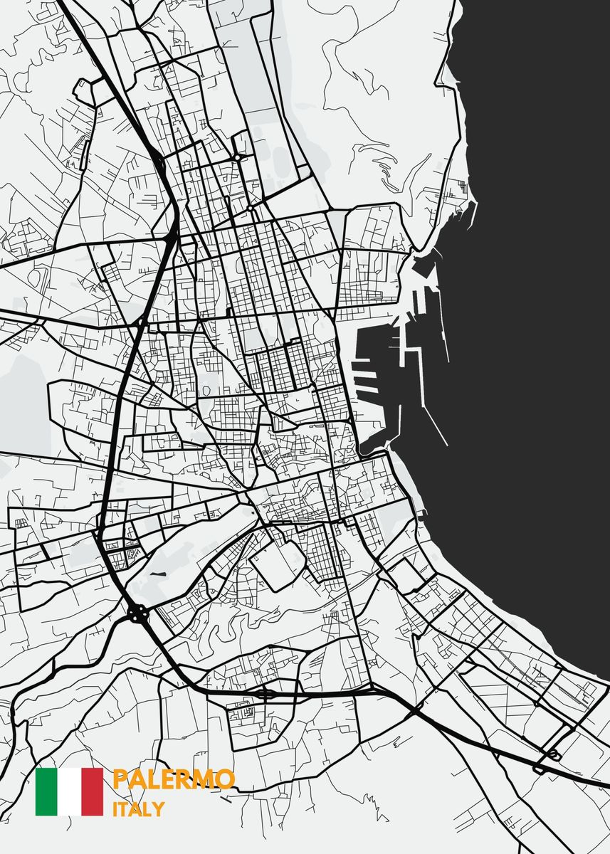 'Palermo maps art' Poster, picture, metal print, paint by AD art | Displate
