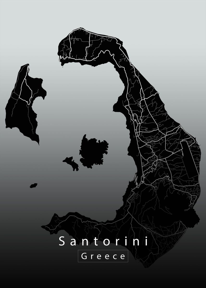 'Santorini Island Map' Poster by Robin Niemczyk | Displate