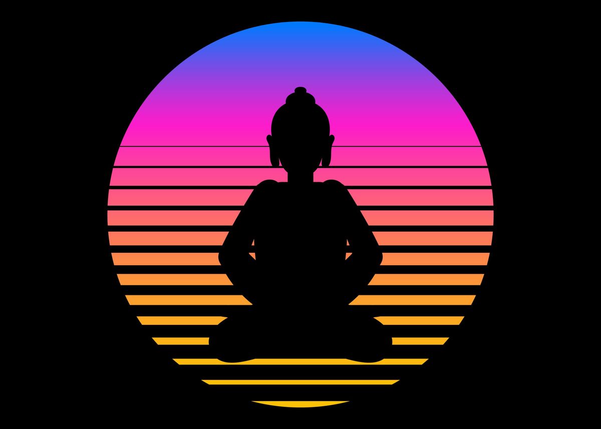 'Buddha Retro Buddha Yoga B' Poster by Patrik | Displate