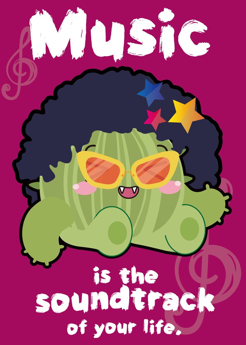 'Cool Music Cactus Ball ' Poster by Rita Lin | Displate