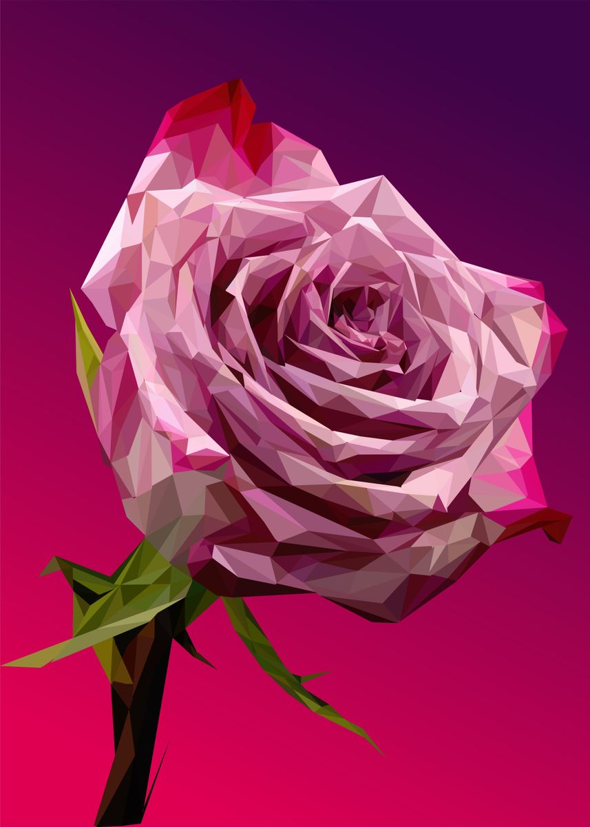 'pink flower' Poster by Lowpoly Posters | Displate