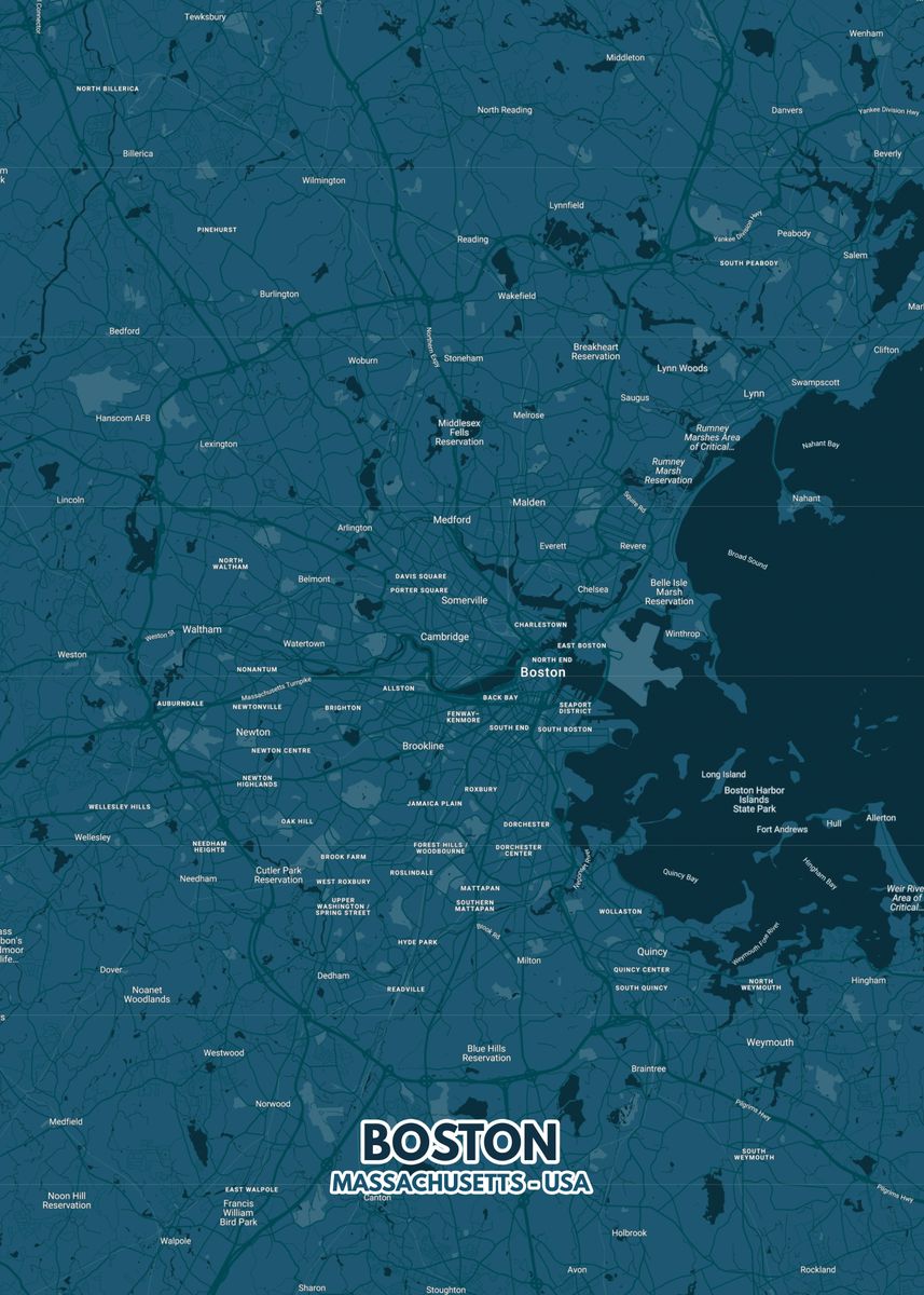 &lsquo;Boston city map&rsquo; Poster by Ricardo Costa | Displate