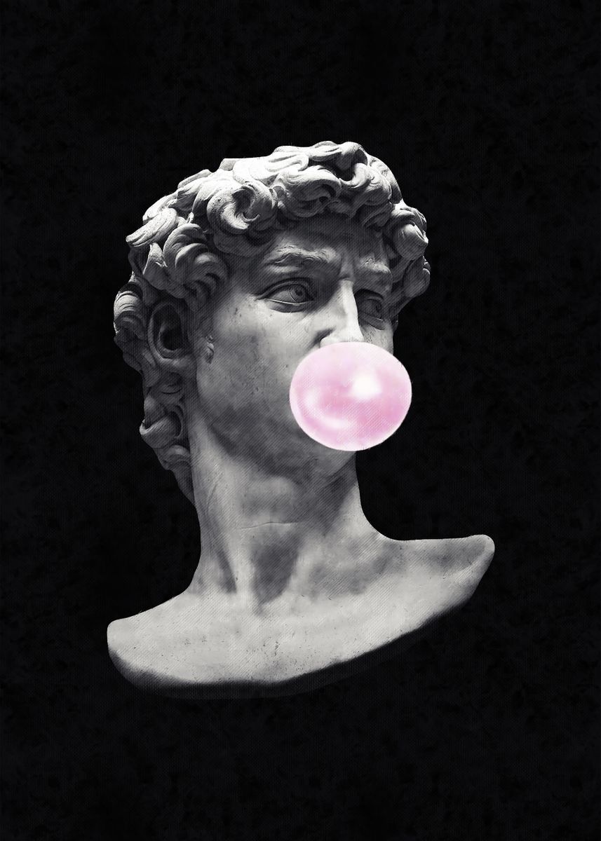 'David blowing bubblegum ' Poster, picture, metal print, paint by