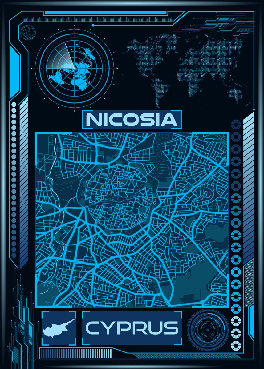 NICOSIA MAP CYPRUS Poster By Artistic Paradigms Displate   20a4a6a4743449e4dfa81ff3300c6215 82479fbda2ec42cce6c9a7a44c4e54a4 