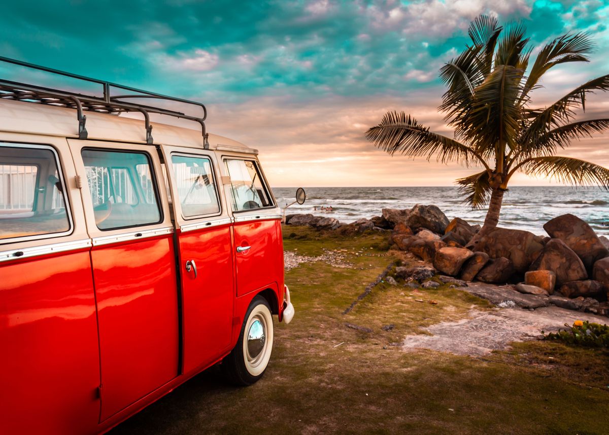 'Classic car on the beach' Poster by Helinton Andruchechen | Displate