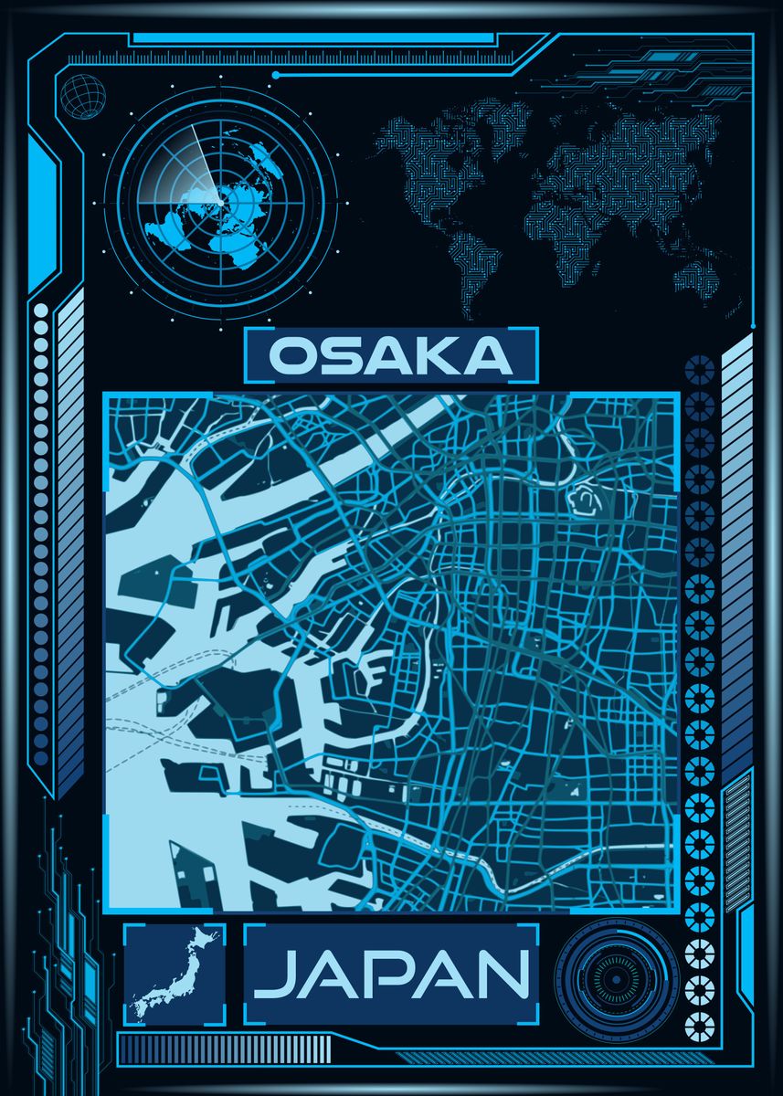 'OSAKA MAP JAPAN' Poster by Artistic Paradigms | Displate