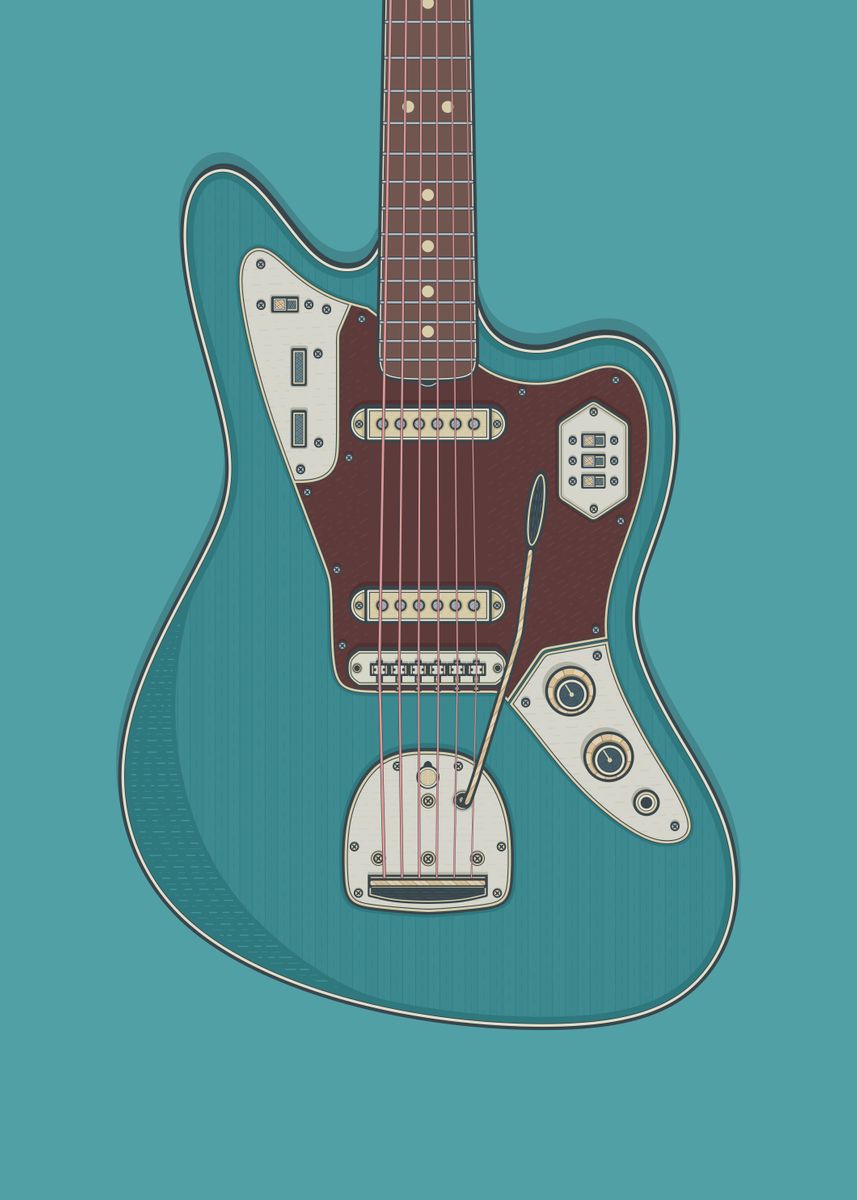 'Ocean Turquoise Jag Guitar' Poster, picture, metal print, paint by ...