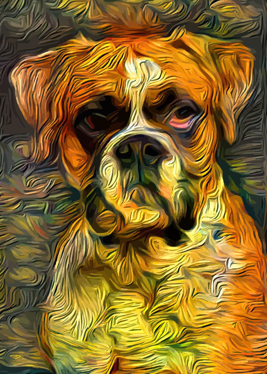 Deviantart Boxer Dog 'Boxer Dog Fineart' Poster by MasterHead | Displate